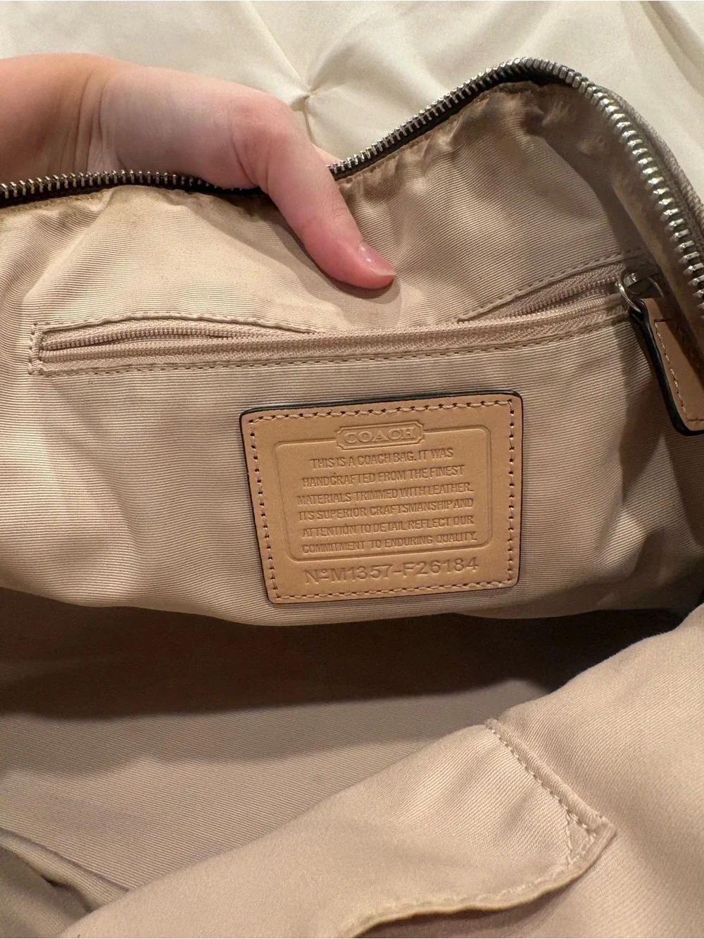 Coach Peyton Signature Cora Domed Satchel Khaki/Beige Pink Tag